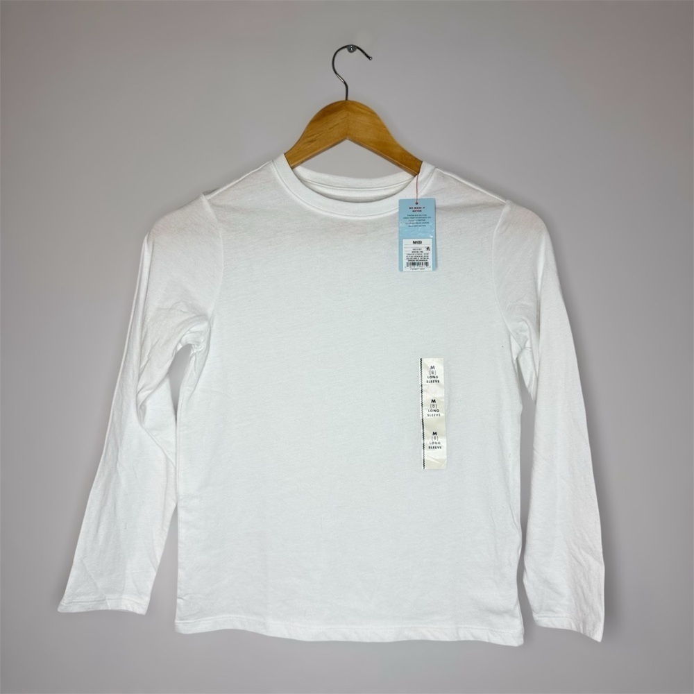New Cat & Jack White Long Sleeve Tee Classic Crew Neck M
